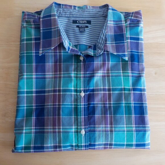 Chaps Blouse - Size 2X - Long Sleeve - Plaid - No Iron - Button Down - (386) - Picture 1 of 8
